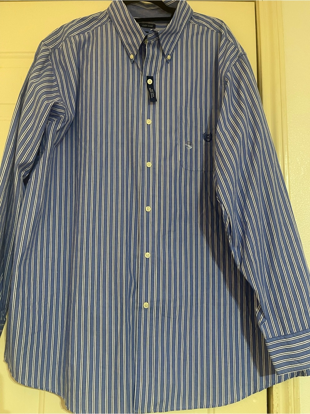 Chaps Blue and White Striped Button-Down Dress Shirt